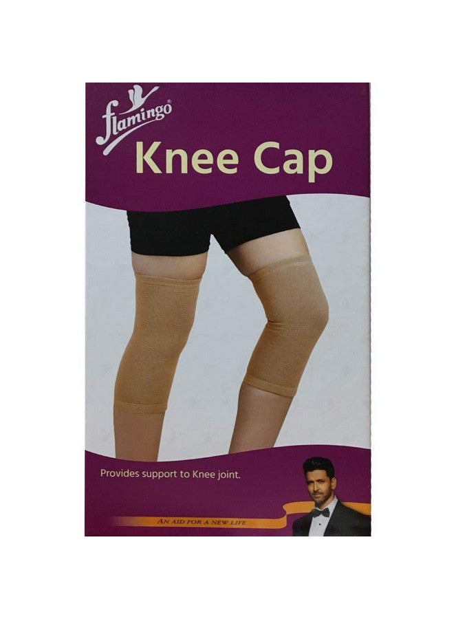 Flamingo Nylon Knee Cap Support Brace For Knee Pain,Gym Workout,Running,Arthritis|Joint Pain Relief Protection For Men&Women|Heal Sports Injury&Reduce Inflammation|Color-Beige|Size-Large - Image 1