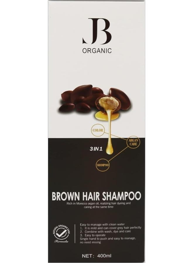 Organic JB Genie 3 in 1 Argan Oil Hair Dye Shampoo (Brown) 400 ml - Image 2
