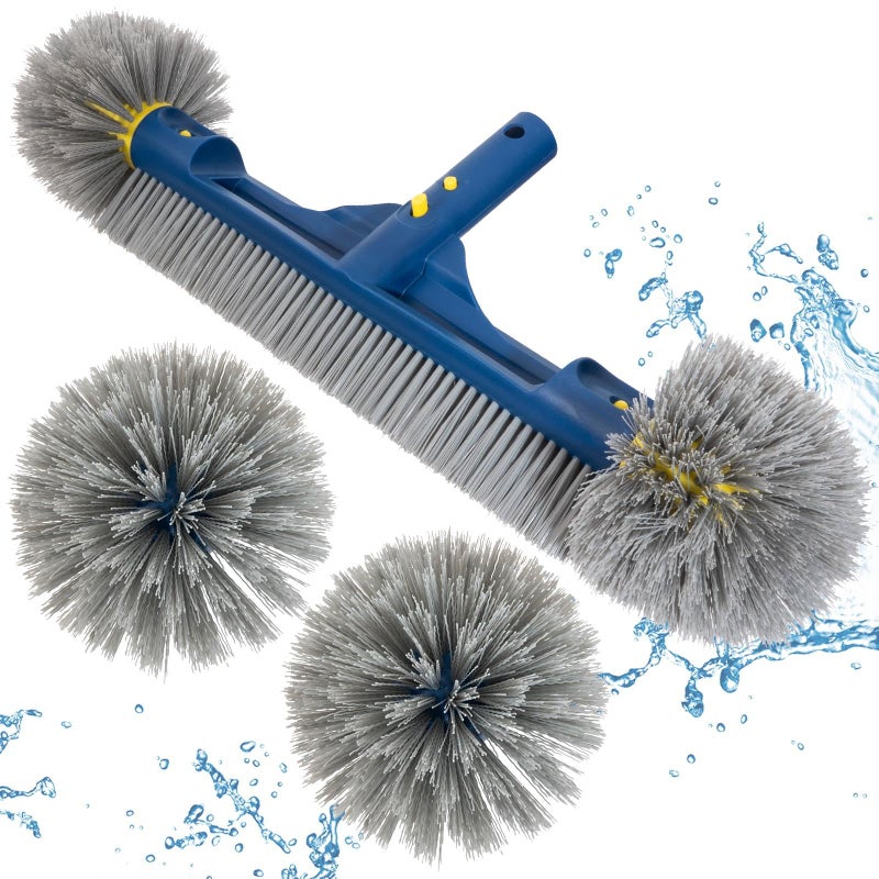 POOLAZA 18 20 Pool Brushes with Round Ends Detachable Pool Brushes for Cleaning Pool Walls Tiles 2 in 1 Pool Brush Head for Inground PoolsAbove Ground PoolsHighEfficient Pool Scrub Brush