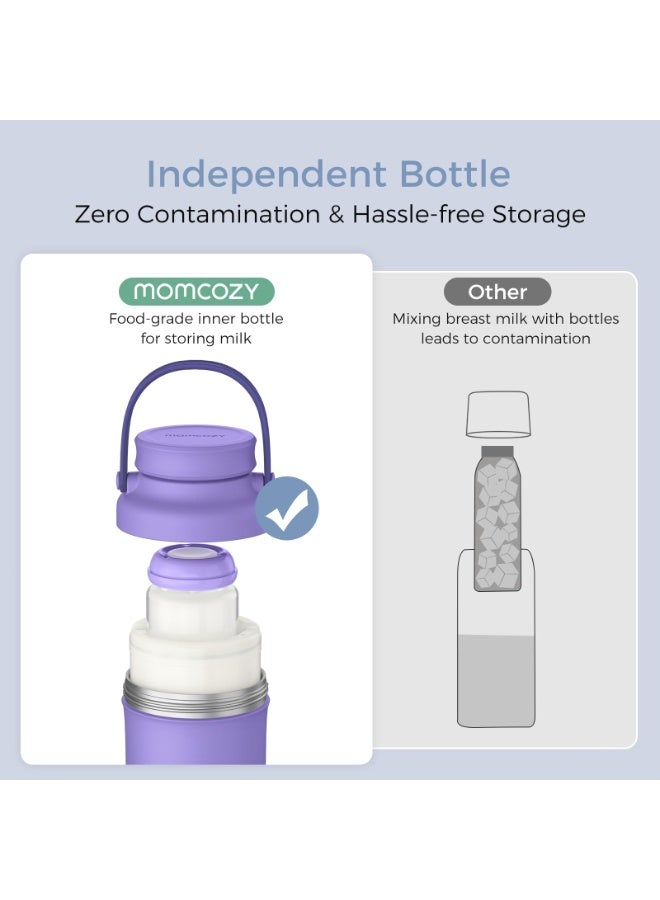 Momcozy Portable Breast Milk Cooler Larger Capacity Travel Breastmilk Chiller With 2 Piece Baby Bottles - Image 2