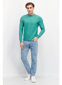 Celio Men Crew Neck Long Knitted Sweaters, Green  - Image 2