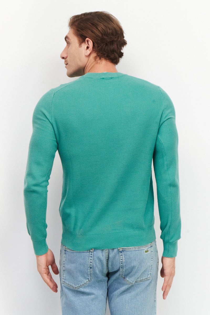 Celio Men Crew Neck Long Knitted Sweaters, Green - Image 4