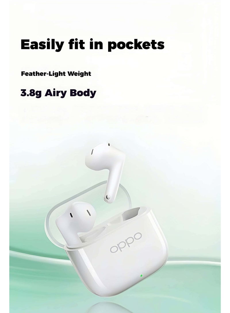 أوبو سماعات OPPO Enco Air4 الجديدة إصدار الصوت الحقيقي اللاسلكية، شحن سريع خلال 10 دقائق، عمر بطارية طويل يصل إلى 48 ساعة، تقليل ضوضاء المكالمات بالذكاء الاصطناعي، تجربة سمعية ثلاثية الأبعاد، مقاومة للماء IP55، قدرة على أكثر من 1000 دورة شحن، سماعات أذن شبه داخل الأذن بتأخير منخفض، - Image 5