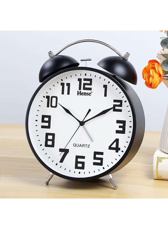 Hense 8.5 Inch Large Alarm Clock Desktop Table Clock Bedside Clock Decorative Bell Wake-up Device Bedroom Bedside Clock Ha58 Back To School Season - Image 2