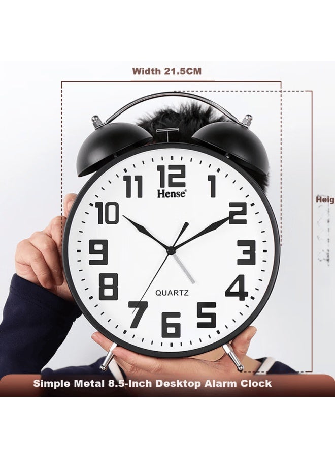Hense 8.5 Inch Large Alarm Clock Desktop Table Clock Bedside Clock Decorative Bell Wake-up Device Bedroom Bedside Clock Ha58 Back To School Season - Image 1