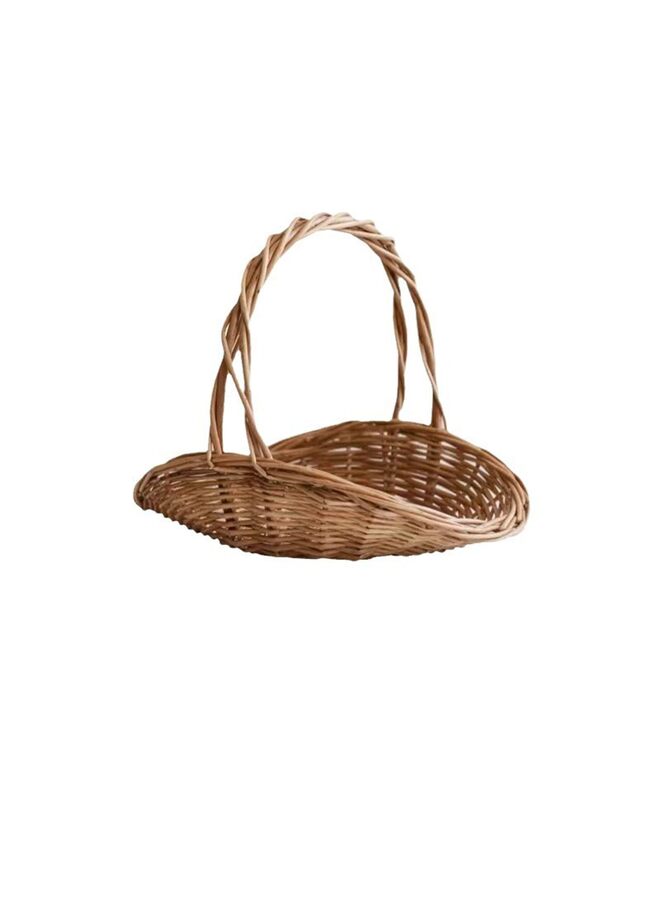 11.8'' Handwoven Wicker Picnic Basket, Harvest Portable Woven Basket Flower Gathering, Sturdy Woven Multipurpose for Storage Easter Organizing Home Decor - Image 1