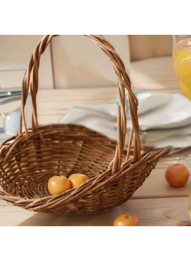 11.8'' Handwoven Wicker Picnic Basket, Harvest Portable Woven Basket Flower Gathering, Sturdy Woven Multipurpose for Storage Easter Organizing Home Decor - Image 4