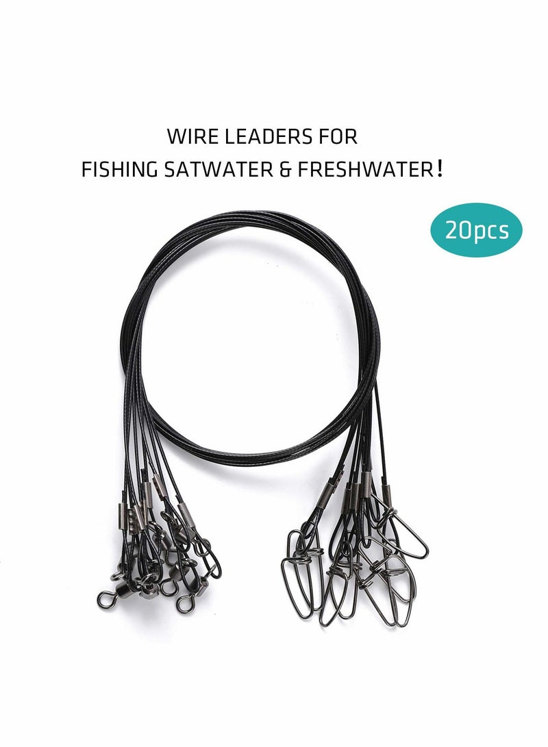 Excefore 20 Pcs Fishing Leaders with Swivels, Steel Leader Fishing line, Lure Lead Wire Line, Leading Wire, Anti-Biting LineWire Leaders for Fishing Saltwater & Freshwater, Fishing Tackle Accessories - Image 3