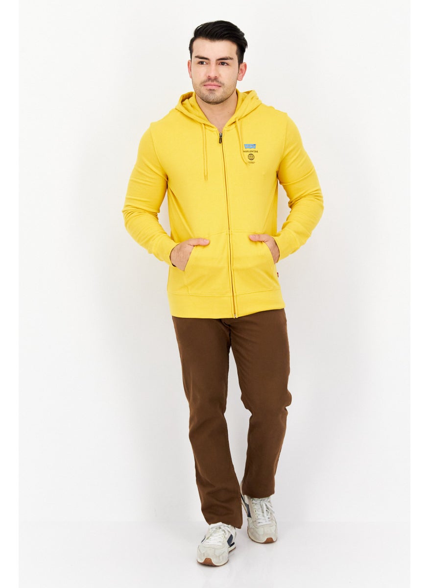Men Hooded Brand Logo Sweatshirt, Yellow