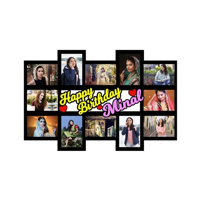 PERSONALIZED BIRTHDAY PHOTO FRAMES WITH CUSTOMIZED NAME AND PHOTOS 8 X 12 INCH