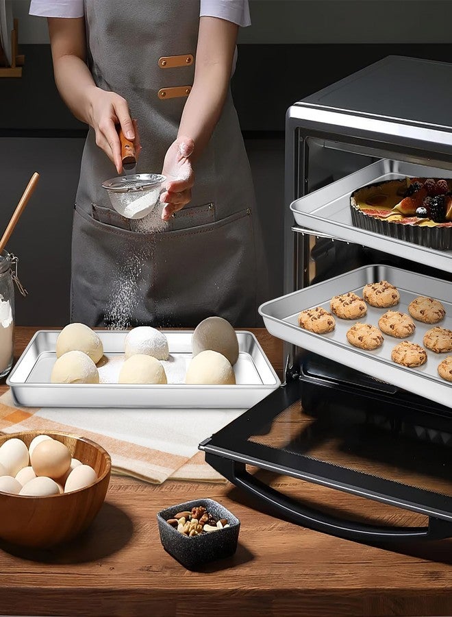 Homikit 2 Pack Baking Sheet, 9 x 13 Inches Stainless Steel Quarter Sheet Pan Set for Baking Cooking Toasting, Metal Cookie Tray Fits Toaster Oven, Non Stick & Rust Free, Dishwasher Safe - Image 5