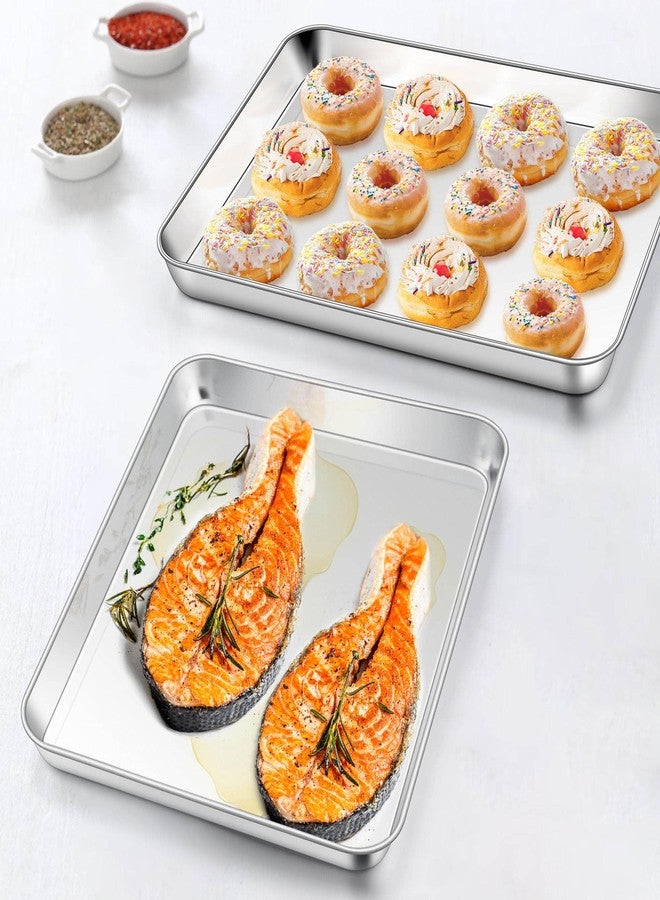 Homikit 2 Pack Baking Sheet, 9 x 13 Inches Stainless Steel Quarter Sheet Pan Set for Baking Cooking Toasting, Metal Cookie Tray Fits Toaster Oven, Non Stick & Rust Free, Dishwasher Safe - Image 4