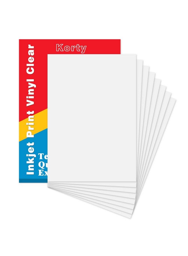 Korty Printable Vinyl for Inkjet Printer,20 Sheets 8.3"x 11.7" Clear Premium Sticker Paper,Transparent Paper Sheet for DIY Crafts Stickers,Dries Quickly - Image 1
