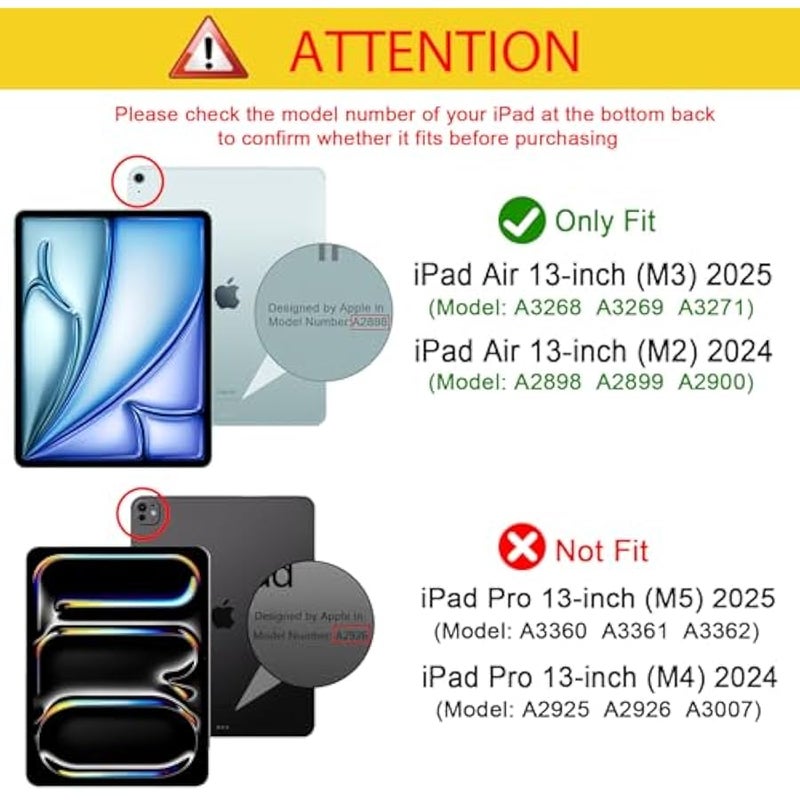 for iPad Air 13 Inch Case M3 2025/M2 2024, Slim Smart Cover iPad 13 Air M3 M2 Case with Translucent Hard Shell Back, Supports Touch ID, Auto Wake/Sleep -Black - Image 2