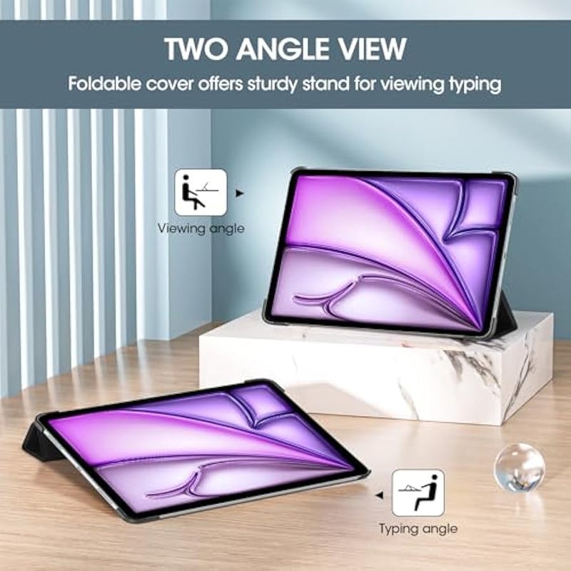 for iPad Air 13 Inch Case M3 2025/M2 2024, Slim Smart Cover iPad 13 Air M3 M2 Case with Translucent Hard Shell Back, Supports Touch ID, Auto Wake/Sleep -Black - Image 5