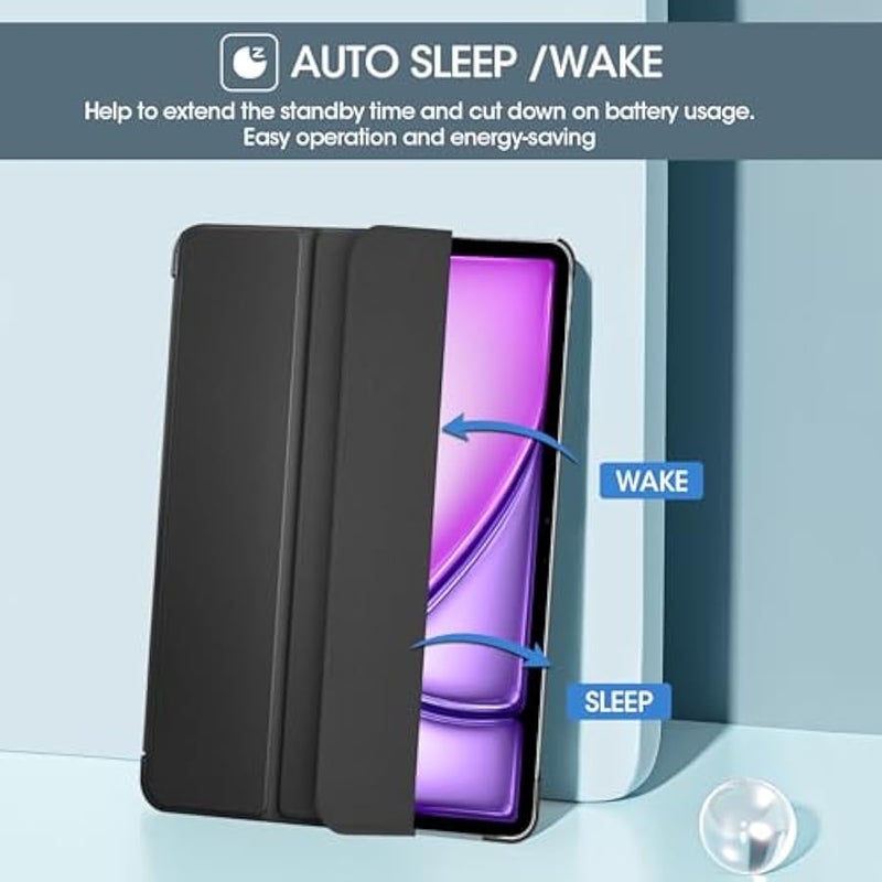 for iPad Air 13 Inch Case M3 2025/M2 2024, Slim Smart Cover iPad 13 Air M3 M2 Case with Translucent Hard Shell Back, Supports Touch ID, Auto Wake/Sleep -Black - Image 3