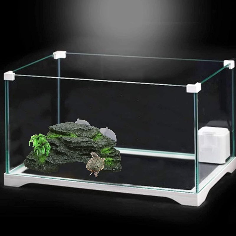 Kathson منصة تسخين السلحفاة من كاثسون مع أكواب شفط خطوة تسلق السلحفاة زينة حوض السمك صخرة رصيف السلحفاة العائمة منطقة الراحة للتسخين للبرمائيات والزواحف رمادي - Image 4