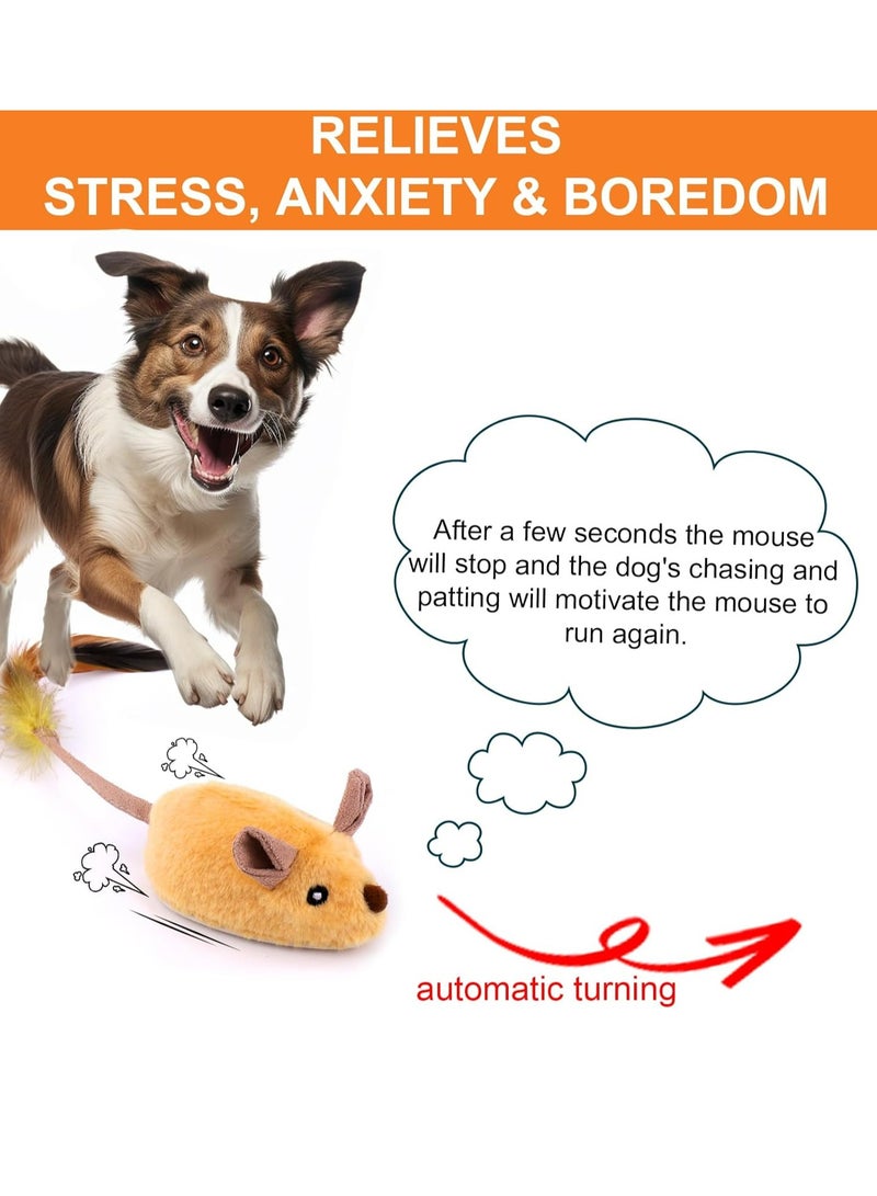 Interactive Escaping Mice Squeaky Cat Toys with Lights  Auto-Turn, Rechargeable Moving Dog Toys Remote Control Pet Toy Squeaky for Small/Medium/Large Dogs  Cats - Yellow - Image 2