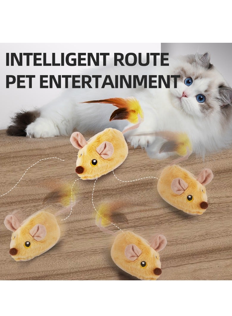 Interactive Escaping Mice Squeaky Cat Toys with Lights  Auto-Turn, Rechargeable Moving Dog Toys Remote Control Pet Toy Squeaky for Small/Medium/Large Dogs  Cats - Yellow - Image 3
