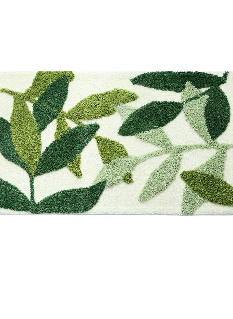 Y&D Green Leaves Bath Mats Bathroom Rugs Non-Slip Soft Microfiber Absorbent Machine Washable Entrance Doormat for Floor Tub Shower 17.5 25.5 Inches - Image 2
