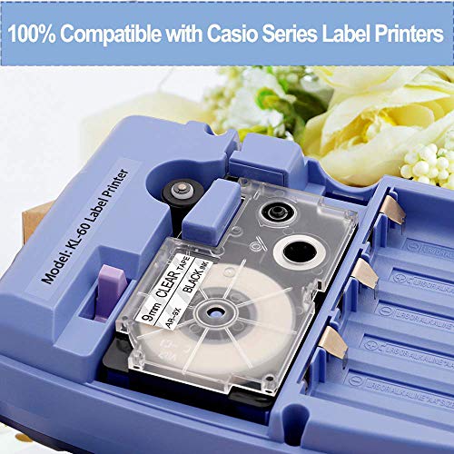 Aonomi XR-9X2S XR-9X Label Tape Replace for Casio 3/8" 9mm Black on Clear Labeling Tape Compatible with Casio KL-120 KL-60 KL60SR KL100 KL750 KL780 KL7000 KL7200 Label Maker, 3-Pack - Image 3