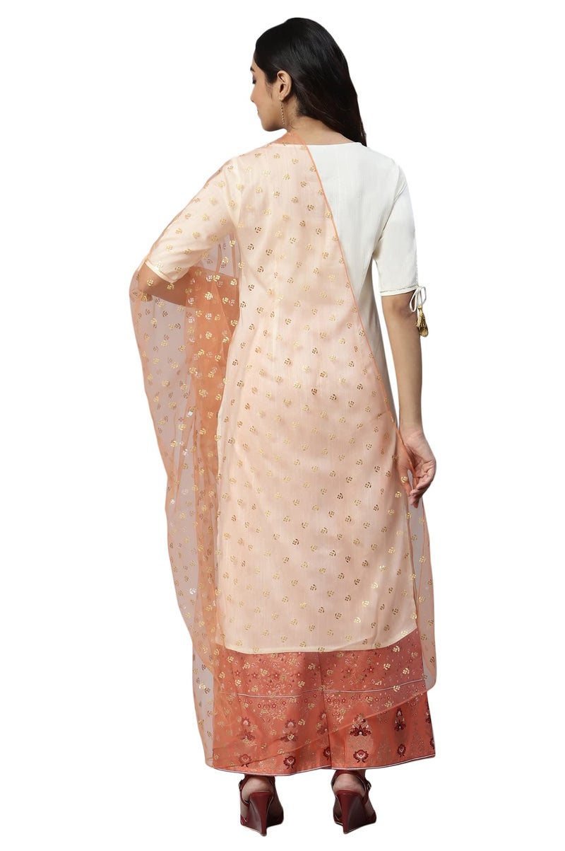 Aurelia Women Liva Off-White Sequined Kurta & Palazzo With Dupatta_22Aud10485-703078_S - Image 2