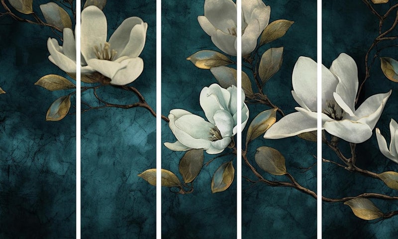 KYARA ARTS-green White Flower painting with frame Big Size (30x48) Wall Art for living room,Bedroom,Drawing room,Hotels-Wooden Framed-Digital Painting - Image 5