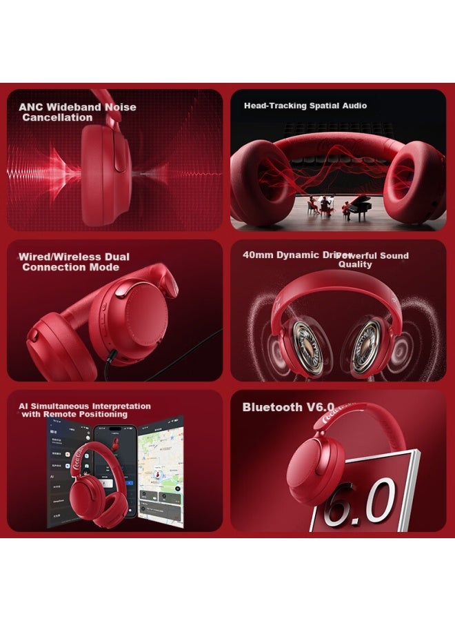 Coca-cola T-68 Pro Over-ear Bluetooth Headphones Anc Active Noise Cancelling Long Battery Life Wireless Headset For Gaming, Sports, Music, Suitable For Apple, Huawei, Xiaomi, Student And Couple Gift