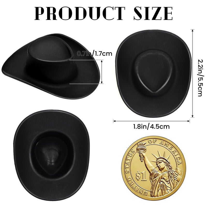 VICROIC 24 PCS Mini Cowboy Hat, Plastic Miniature Western Cowgirl Hat for Party Accessories, Cute Doll Hat Party Dress Hat for Dollhouse Birthday Decoration (Black) - Image 2