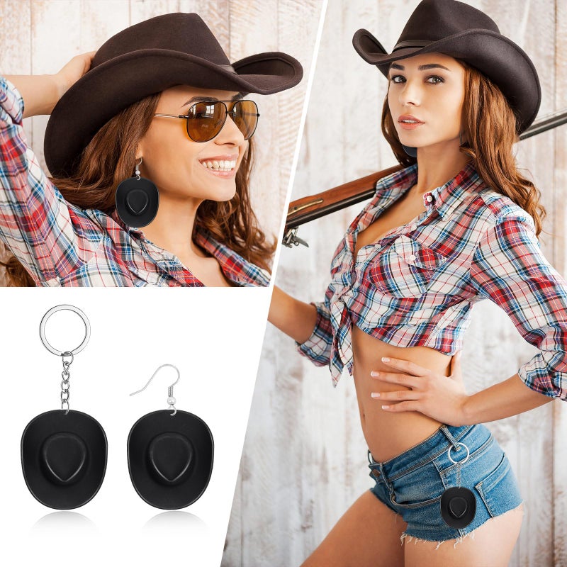 VICROIC 24 PCS Mini Cowboy Hat, Plastic Miniature Western Cowgirl Hat for Party Accessories, Cute Doll Hat Party Dress Hat for Dollhouse Birthday Decoration (Black) - Image 5
