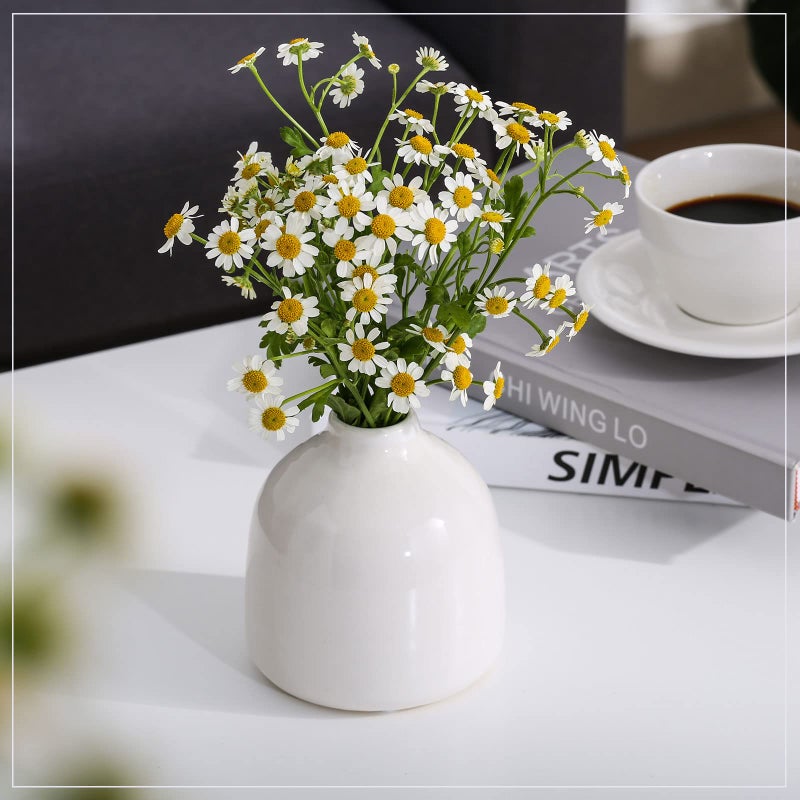 hjn Small White Vase Set of 3 for Modern Home Decor,Ceramic Vases for Centerpieces Flower Vases for Living Room Wedding/Dinner Table/Party -White - Image 5