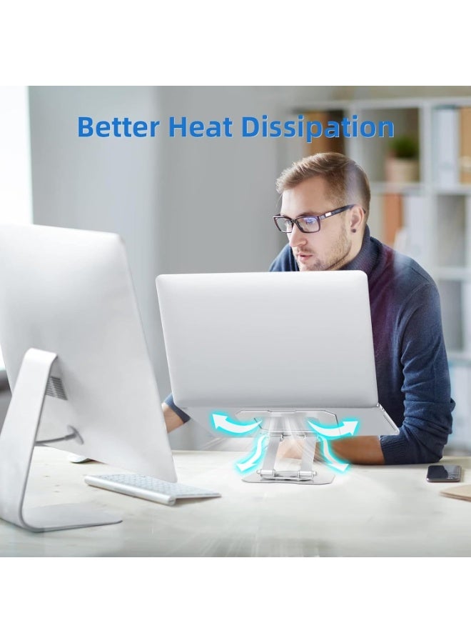 Laptop Stand for Desk, Ergonomic Laptop Riser with 360° Rotating Base, Foldable Notebook Computer Holder Stand Compatible with MacBook Air Pro, Dell XPS, more 10-17 Laptops - Image 3