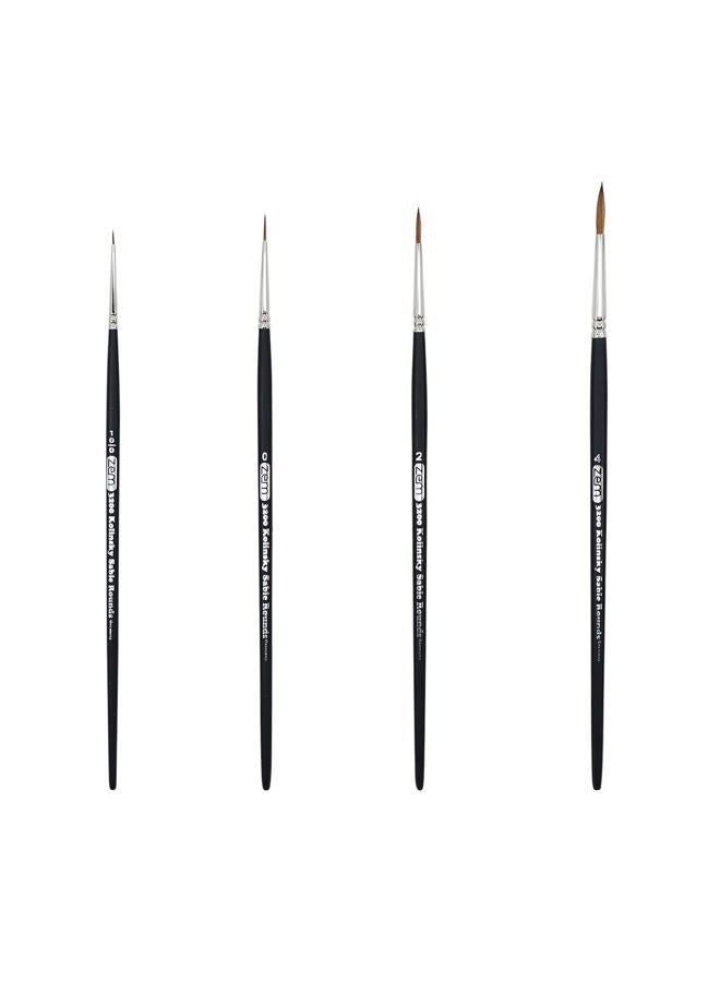ZEM Kolinsky Pure Sable Artist Brush Set Detail Sizes 10/0,0,2,4 - Image 1