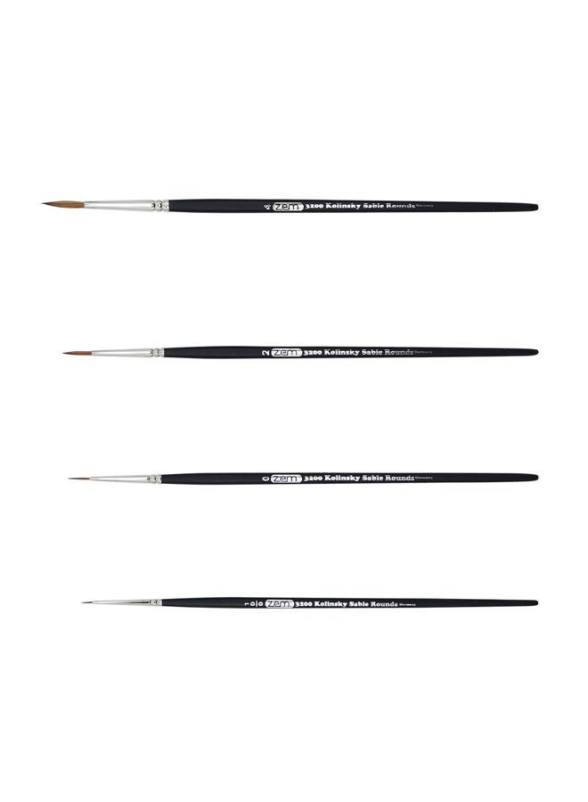 ZEM Kolinsky Pure Sable Artist Brush Set Detail Sizes 10/0,0,2,4 - Image 3