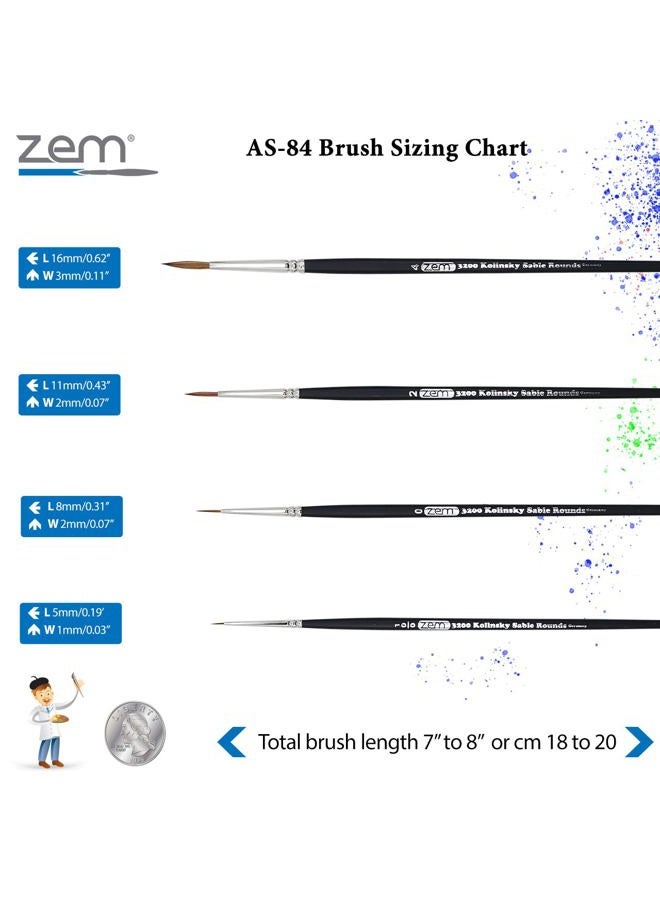 ZEM Kolinsky Pure Sable Artist Brush Set Detail Sizes 10/0,0,2,4 - Image 4