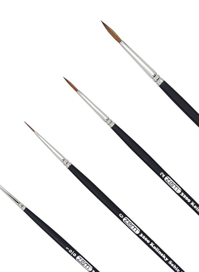 ZEM Kolinsky Pure Sable Artist Brush Set Detail Sizes 10/0,0,2,4 - Image 2