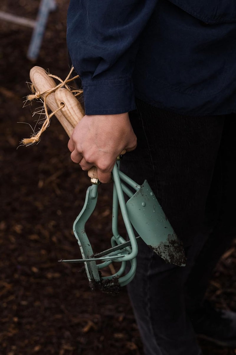 Barebones Spade Hand Trowel - Gardening Hand Tools - Stainless Steel Spade Shovel - Premium Quality Garden Spade - Japanese Garden Tool - Multipurpose Tool (Ash/Mint) - Image 4