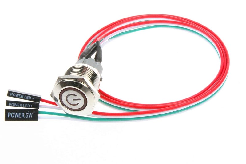 NOYITO 12mm Chassis Switch Metal Button Switch with 22inchs Extension Cable Red Yellow Blue Green Switch Symbol Suitable for Computer DIY Switch (12mm, Blue Symbol) - Image 1
