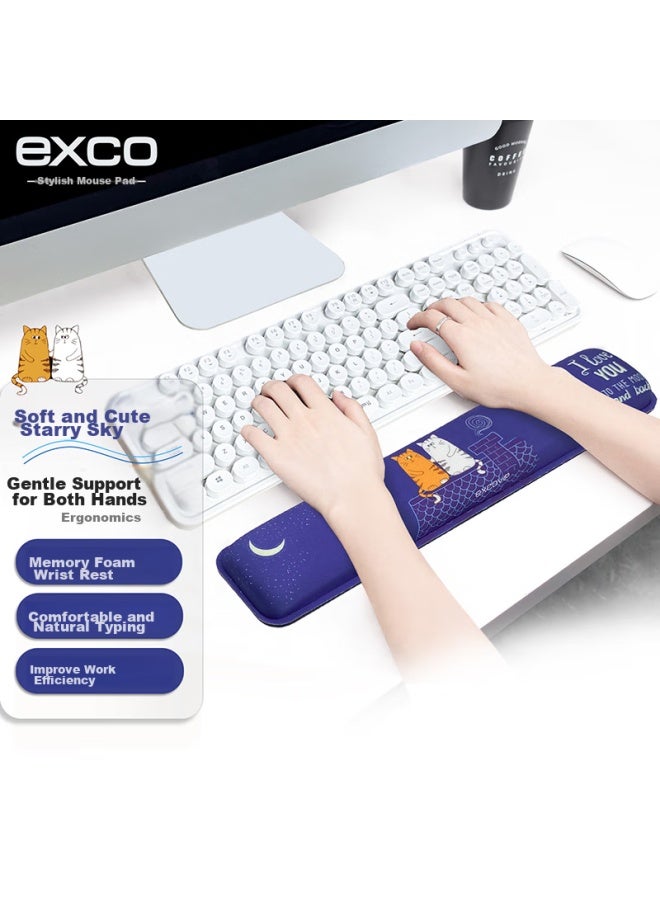 Exco Xingqing Keyboard Handrest, Mouse Pad Wrist Support, Keyboard Wrist Pad, Palm Rest, Memory Foam, Laptop Office Cute Cartoon Gaming Hand Pillow Pad 9332 - Image 1