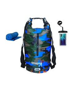 Waterproof Marine Dry Bag Backpack PVC 500 Tarpaulin 20L With Pocket and Towel & Phone Case