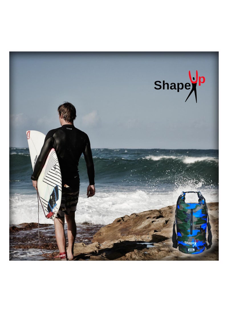 SHAPE UP - Waterproof Marine Dry Bag Backpack PVC 500 Tarpaulin 20L With Pocket and Towel & Phone Case - Image 1
