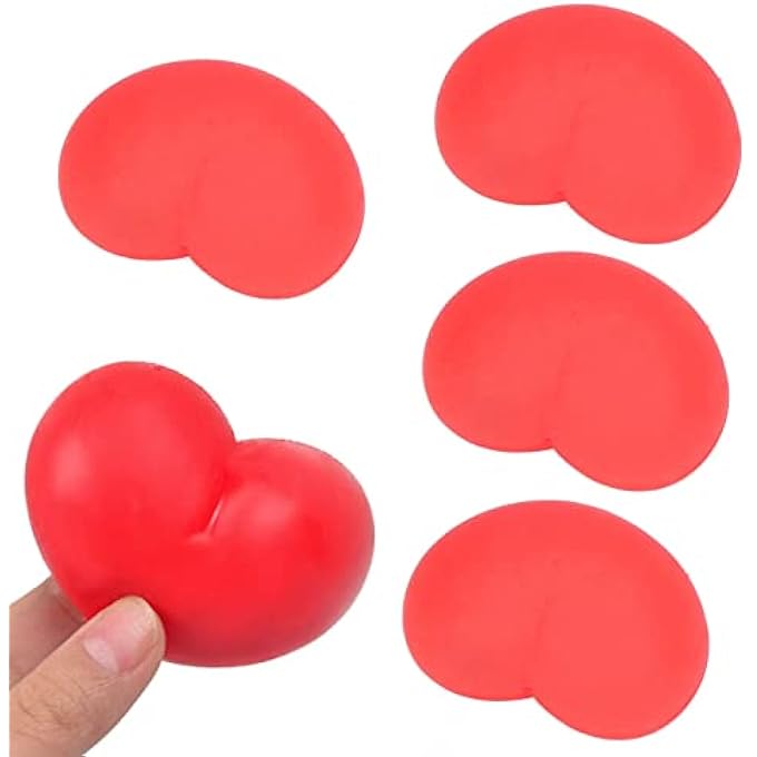 POENVFPO Heart Stress Toy, 7.3x 5.3cm, Applicability, Elastic Soft Simulation Rubber Red Heart Shape Decompression Ball Toy Kids Adults Stress Toy, 12 Pcs - Image 3