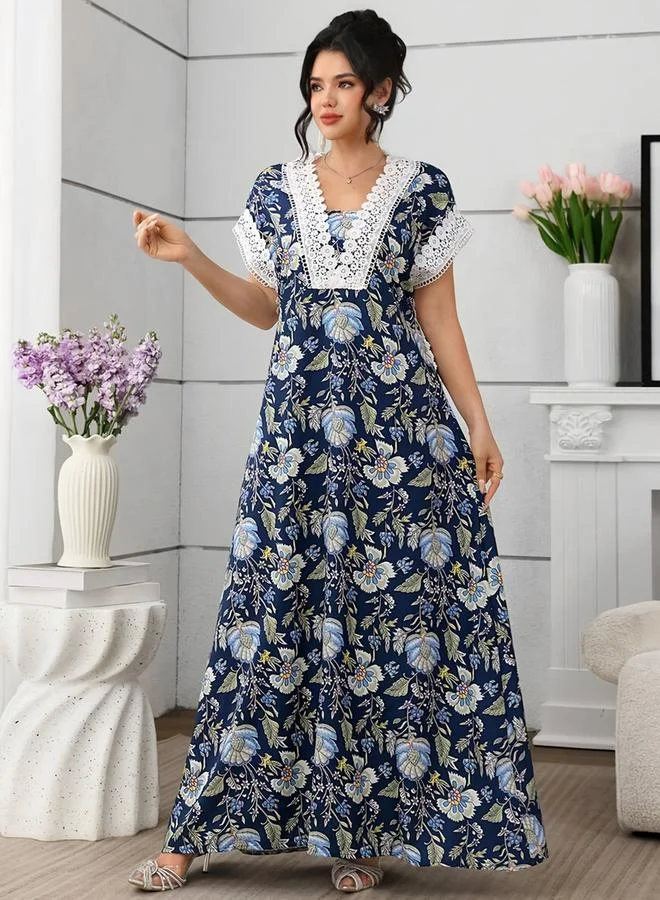 تايك تو Ladies' Lace Patchwork Printed Dress