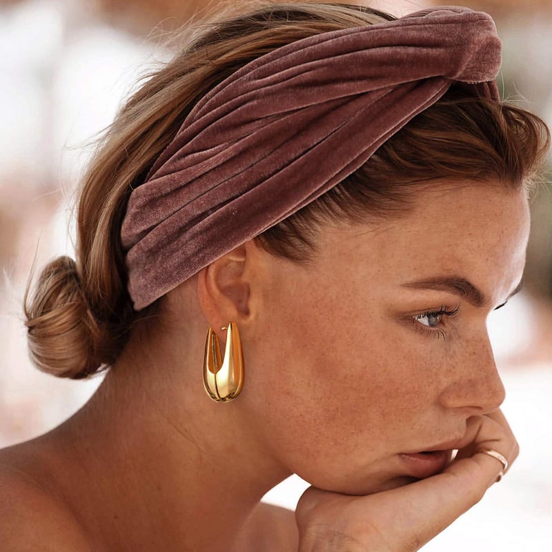 SHERLOVE Trendy Gold Plated Square Hoop Earrings for Women Chunky Statement Big Hoops Drop Dangle Earrings Lightweight Hypoallergenic Fashion Gold Plated Jewelry - Image 2
