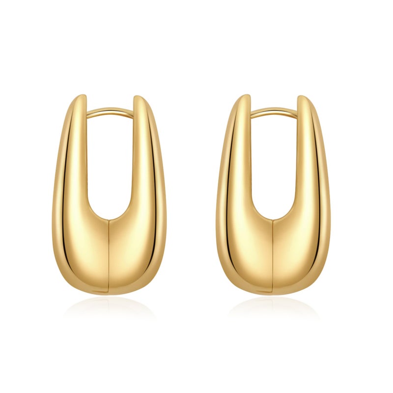 SHERLOVE Trendy Gold Plated Square Hoop Earrings for Women Chunky Statement Big Hoops Drop Dangle Earrings Lightweight Hypoallergenic Fashion Gold Plated Jewelry - Image 1