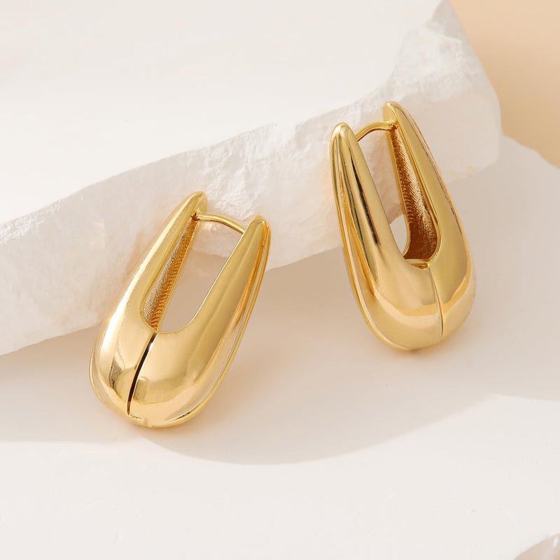 SHERLOVE Trendy Gold Plated Square Hoop Earrings for Women Chunky Statement Big Hoops Drop Dangle Earrings Lightweight Hypoallergenic Fashion Gold Plated Jewelry - Image 3
