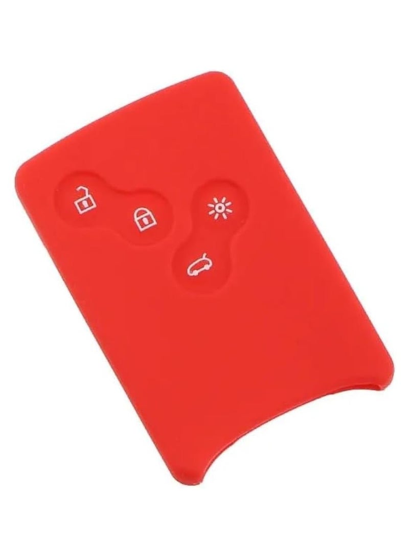 SOLDOUT 4 Buttons Silicone Rubber Key Case Protector Car Styling Cover Compatible with Renault Clio Logan Megane 2 3 Koleos Scenic Card (Red) - Image 1