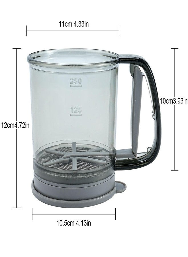 Roucerlin Double Layer Fine Mesh Flour Sifter for Baking, 1.5 Cup Plastic Sifter for Powdered Sugar with Tray, One Hand Press Design Strainer for Kitchen Cakes - Image 2