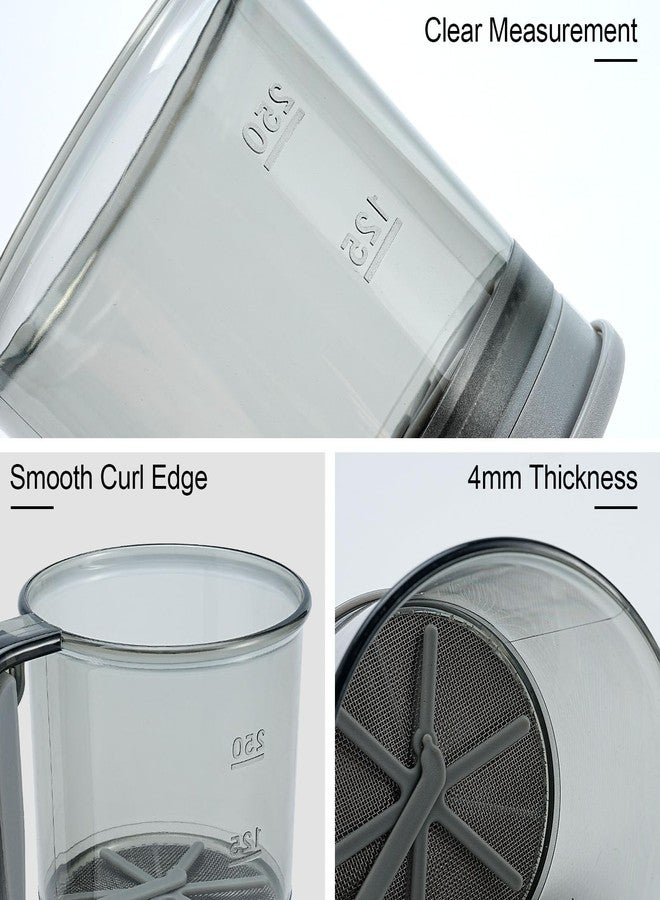 Roucerlin Double Layer Fine Mesh Flour Sifter for Baking, 1.5 Cup Plastic Sifter for Powdered Sugar with Tray, One Hand Press Design Strainer for Kitchen Cakes - Image 3