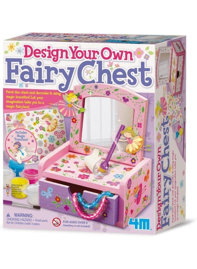 4m صندوق مرآة الجنية الخاص بك من 4M – مجموعة حرف يدوية لصندوق خشبي للأطفال من عمر 5 سنوات فما فوق | قم بطلاء وتزيين صندوق مجوهرات صغير مع مرآة وبريق | هدية إبداعية ساحرة للأطفال | 00‑02738 - Image 1